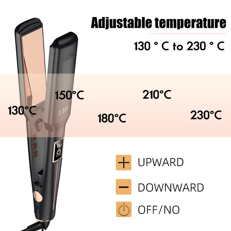 Black Advanced Titanium Ion Flat Iron - Professional Hair Straightening & Curling Styler - Ventilated Plates for Steam Release - Instant Heat-up Salon Styling Tool with Auto Shut-Off