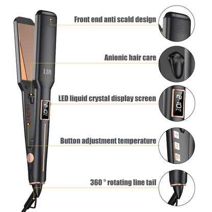 Black Advanced Titanium Ion Flat Iron - Professional Hair Straightening & Curling Styler - Ventilated Plates for Steam Release - Instant Heat-up Salon Styling Tool with Auto Shut-Off