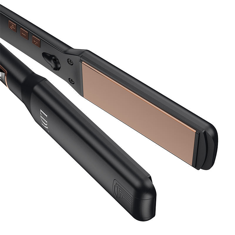 Black Advanced Titanium Ion Flat Iron - Professional Hair Straightening & Curling Styler - Ventilated Plates for Steam Release - Instant Heat-up Salon Styling Tool with Auto Shut-Off