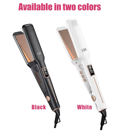 White Advanced Titanium Ion Flat Iron - Professional Hair Straightening & Curling Styler - Ventilated Plates for Steam Release - Instant Heat-up Salon Styling Tool with Auto Shut-Off