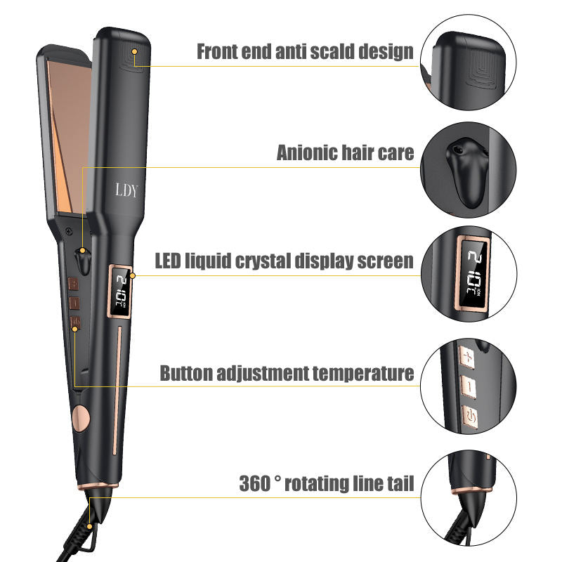 White Advanced Titanium Ion Flat Iron - Professional Hair Straightening & Curling Styler - Ventilated Plates for Steam Release - Instant Heat-up Salon Styling Tool with Auto Shut-Off