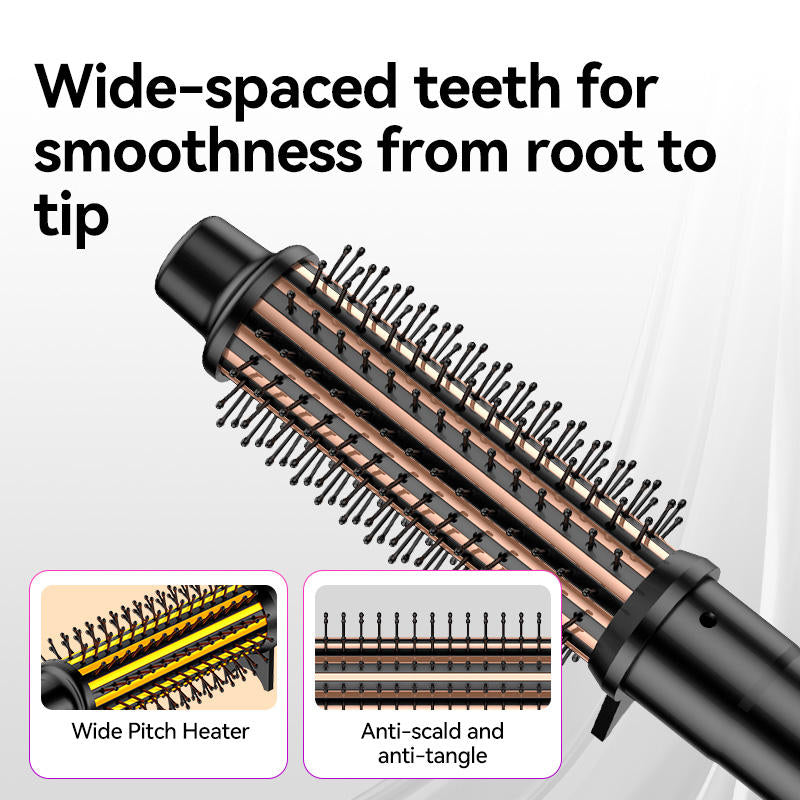 Wireless Heated Volume Brush | 2-in-1 Ionic Straightening & Curling Comb | Wide Pitch Heater for Root-to-Tip Smoothness | Portable USB Rechargeable Hair Styler | Professional Anti-Scald Design