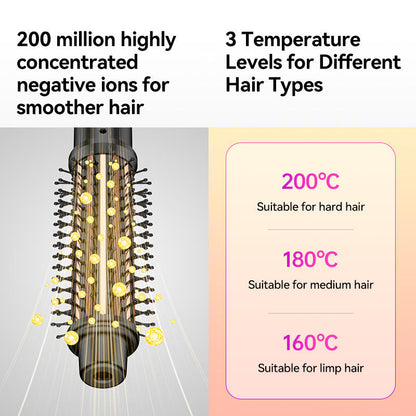 Wireless Heated Volume Brush | 2-in-1 Ionic Straightening & Curling Comb | Wide Pitch Heater for Root-to-Tip Smoothness | Portable USB Rechargeable Hair Styler | Professional Anti-Scald Design