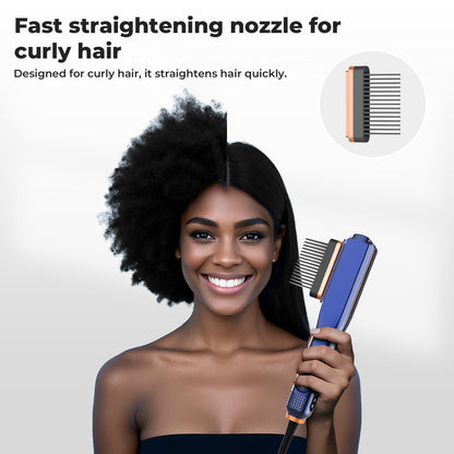 Blue Revolutionary Wet to Straight Airflow Styler | 2-in-1 Ionic Hair Dryer & Straightener | 200 Million Negative Ions for Frizz-Free Shine | 1600W High-Speed Air Flat Iron | Time-Saving Daily Tool