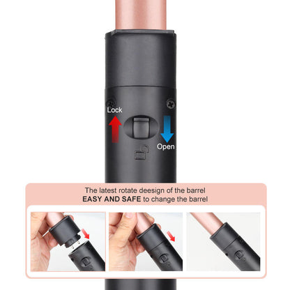 6-in-1 Magic Hair Curler Set | Professional Interchangeable Ceramic Curling Wand with Heat Resistant Glove | Digital Temp Control for Beach Waves & Tight Curls | Fast Heat-up Salon Styler Tool