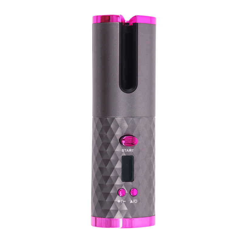 Purple Portable Wireless Auto Hair Curler | Smart Anti-Tangle Curling Wand with 5000mAh Power Bank Function | USB-C Rechargeable Ceramic Hair Roller | Perfect for Quick Salon Curls on the Go