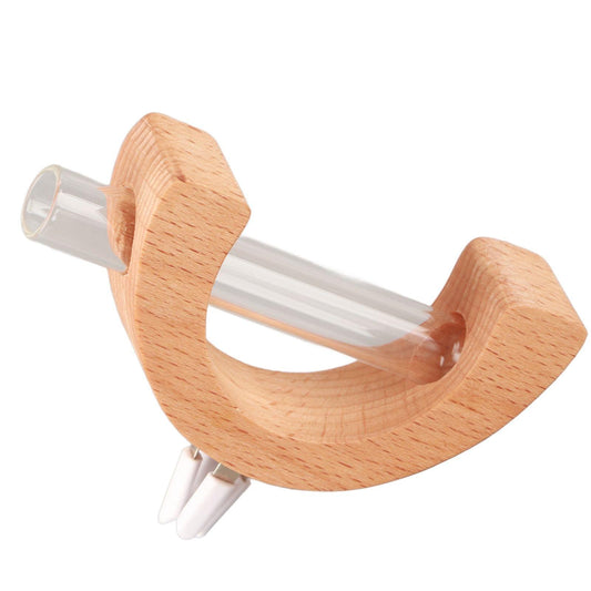 Wooden car air vent aromatherapy bottle holder with clear vial and side clip
