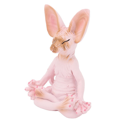 Cat Meditate Statue Vivid Details Cat Meditate Collectible Figurines for Homes Office Yoga Room Ornaments Gifts Pink