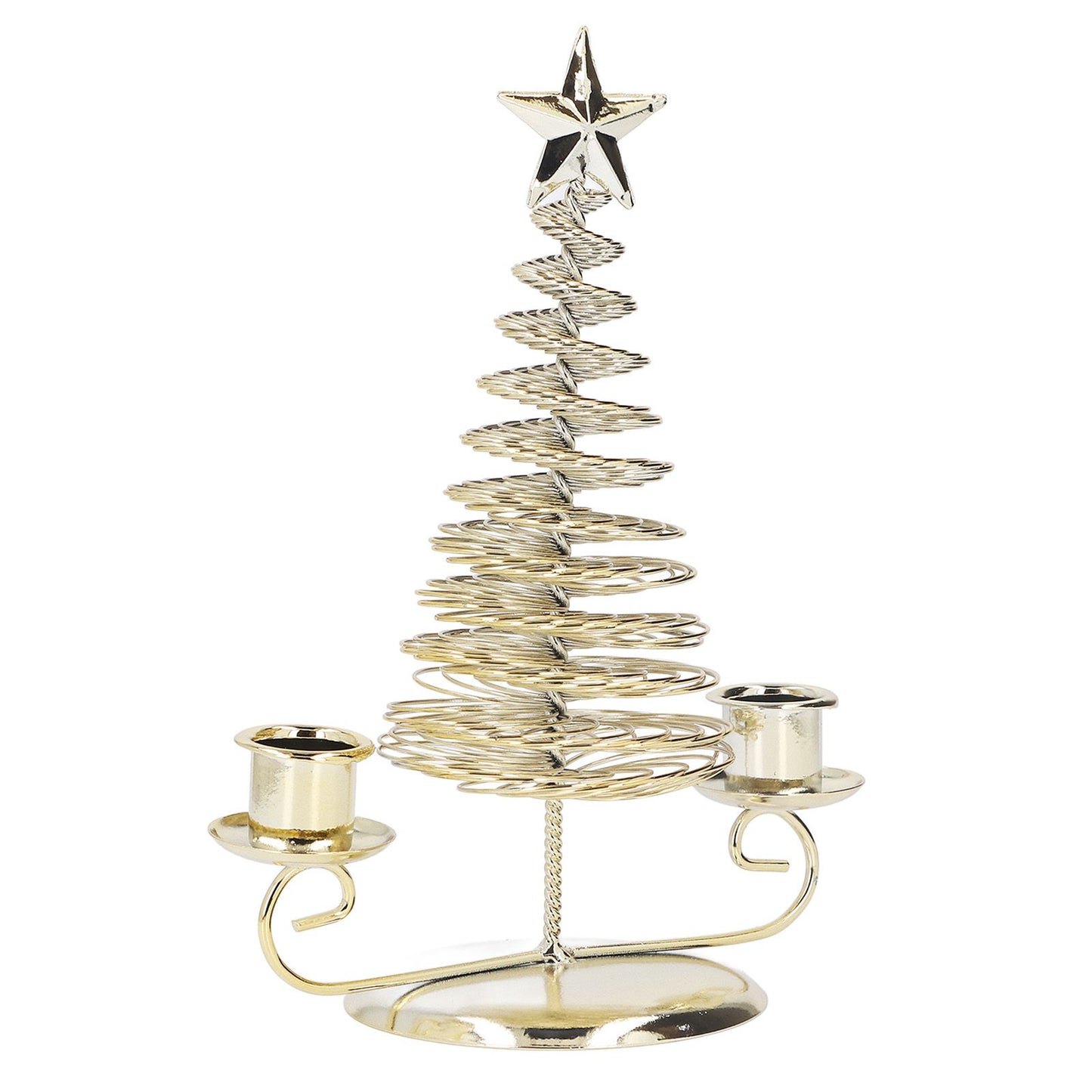 Candlestick Ornaments European Metal Christmas Tree Shape Wax Candle Holder Home Decoration Double Holder Gold