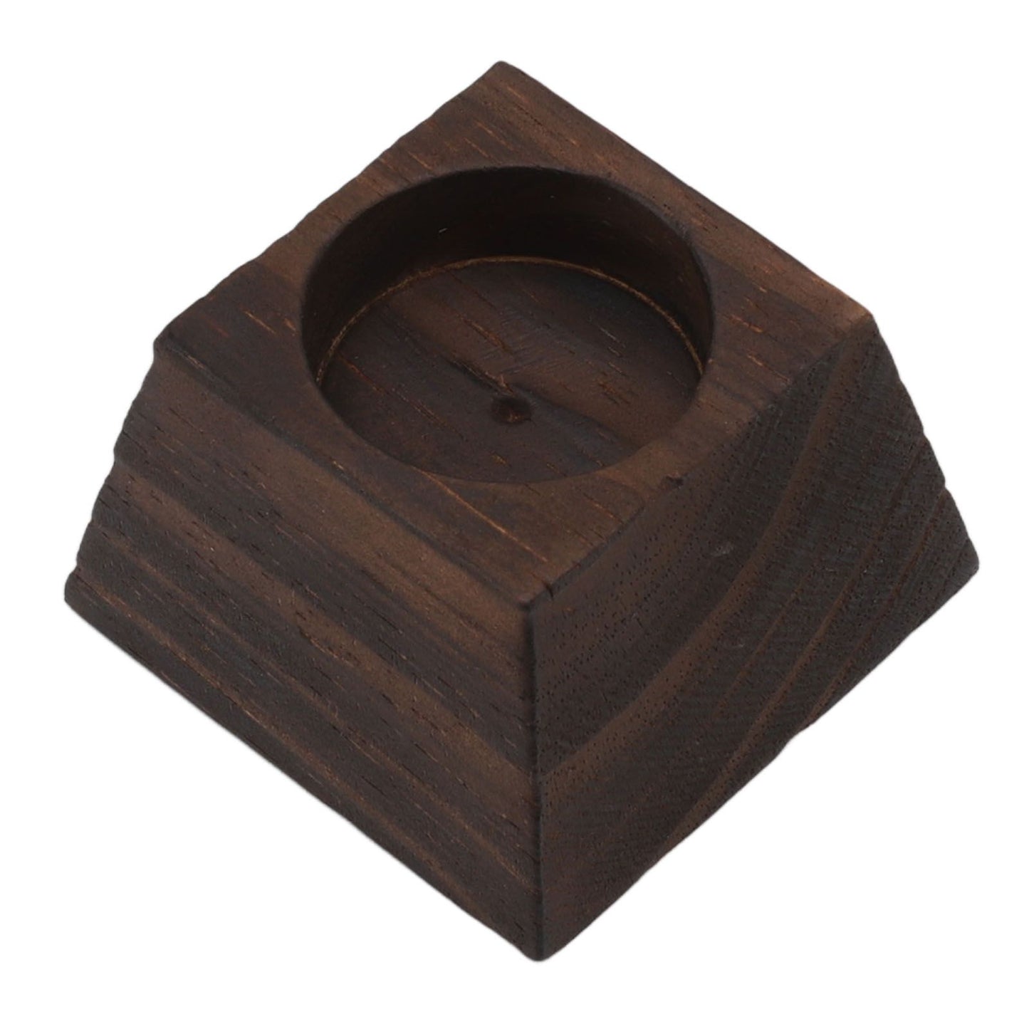 Candle Holder Trapezoid Wood Retro Table Decoration Ornament for Christmas Day Wedding Black Wood