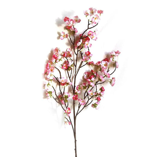 Artificial cherry blossom branch with dark pink and pale pink flowers, 4 stems