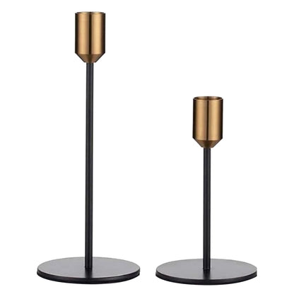 2 Pcs Metal Candle Holder Simple Modern Design Antique Black Candlestick Decoration for Home Wedding