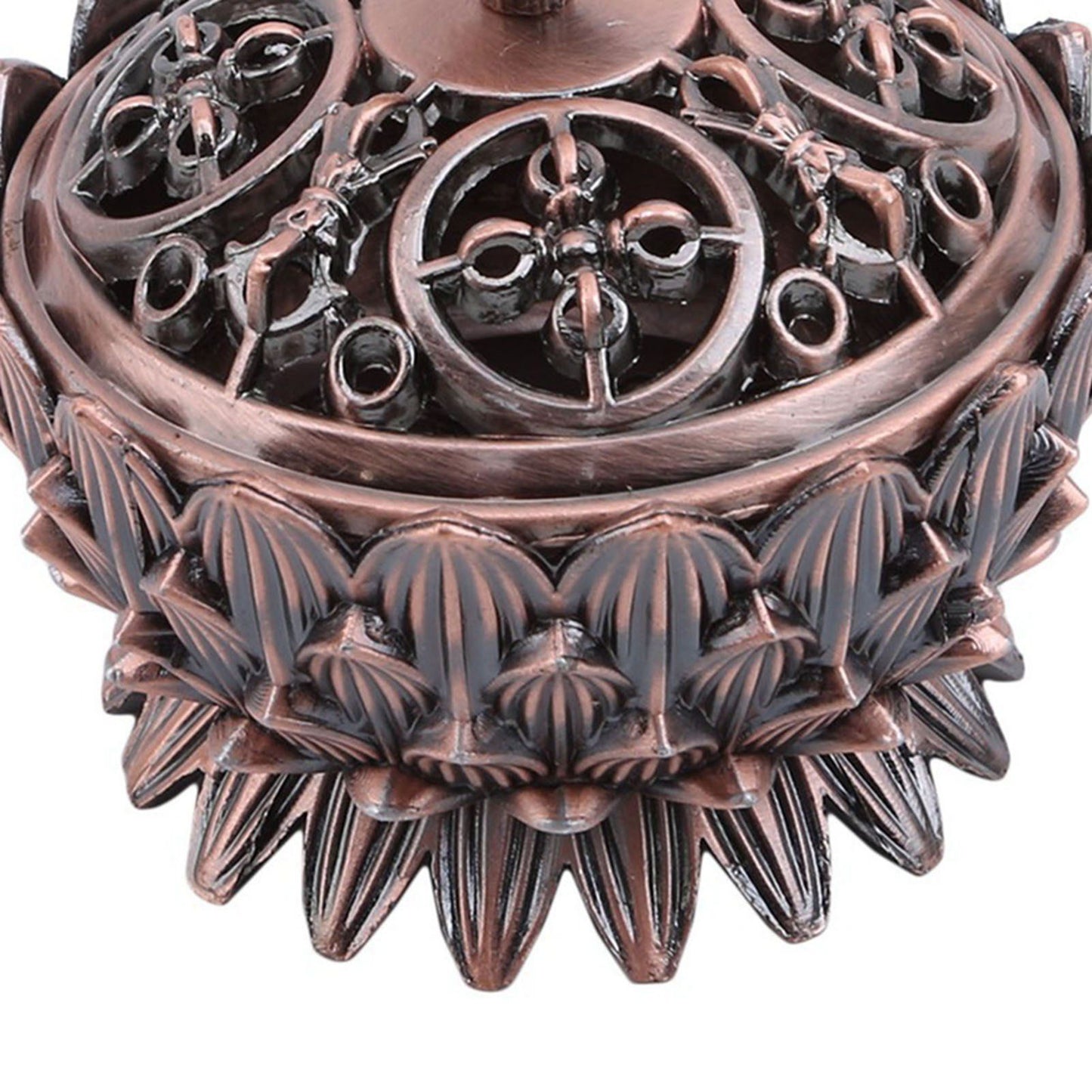 Lotus Incense Burner Zinc Alloy Cone Incense Holder Burner Small Incense Holder Ornaments for Home Decoration Brown