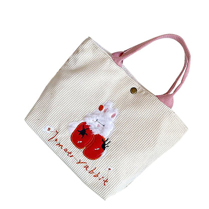 Cute Handbag Snap Button Closure Thickened Cute Pattern Fashionable Small Tote Bag for Shopping Commuting Strawberry