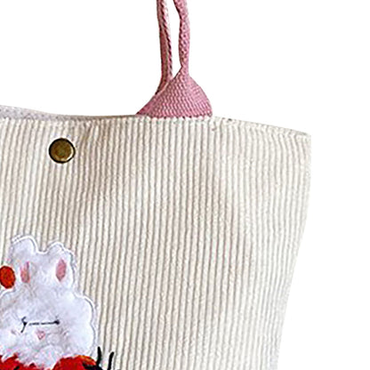 Cute Handbag Snap Button Closure Thickened Cute Pattern Fashionable Small Tote Bag for Shopping Commuting Strawberry