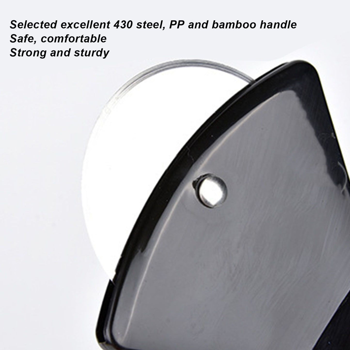 Pizza Knife 430 Steel PP Bamboo Handle Ergonomically Round Axe Pizza Cutter for Home Restaurants Red