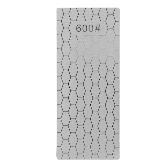 Diamond sharpening stone rectangle, light gray with hex pattern, 600 grit marking