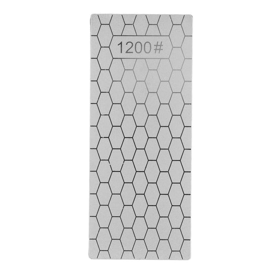 Diamond sharpening stone plate with hex pattern and 1200 grit marking, rectangular