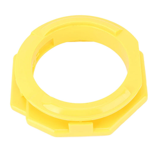 Yellow plastic pool cleaner foot pad replacement, circular opening with tabs