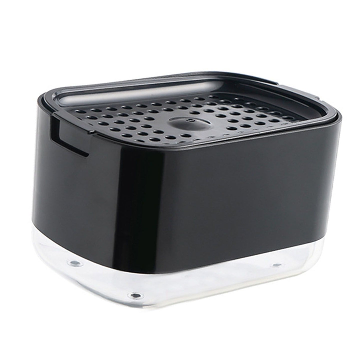 Soap Dispenser with Sponge Holder PP PET Press Type Soap Box for Cloth Dish Kitchen Cleaning Black