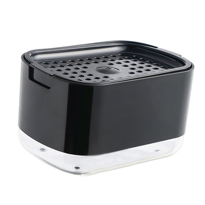 Soap Dispenser with Sponge Holder PP PET Press Type Soap Box for Cloth Dish Kitchen Cleaning Black