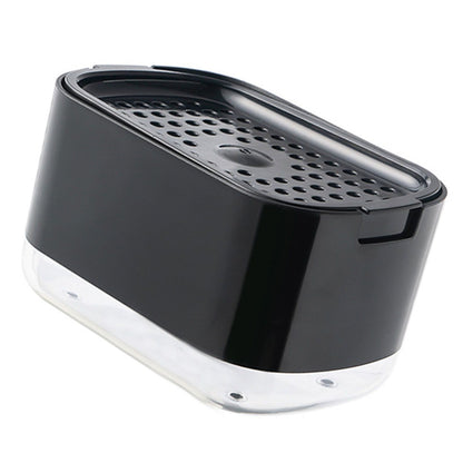 Soap Dispenser with Sponge Holder PP PET Press Type Soap Box for Cloth Dish Kitchen Cleaning Black