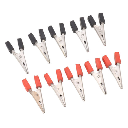 20 Pcs Crocodile Clip Red and Black 1cm Opening Electrical Test Clamp Stainless Steel Battery Cable Clips