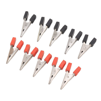 20 Pcs Crocodile Clip Red and Black 1cm Opening Electrical Test Clamp Stainless Steel Battery Cable Clips