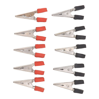 20 Pcs Crocodile Clip Red and Black 1cm Opening Electrical Test Clamp Stainless Steel Battery Cable Clips