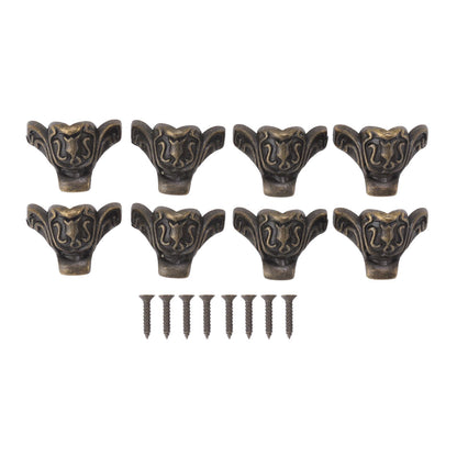 8pcs Jewelry Case Hardware Feet Bronze Zinc Alloy Decorative Legs Corner Protector Feet for Boxes Small Cabinets
