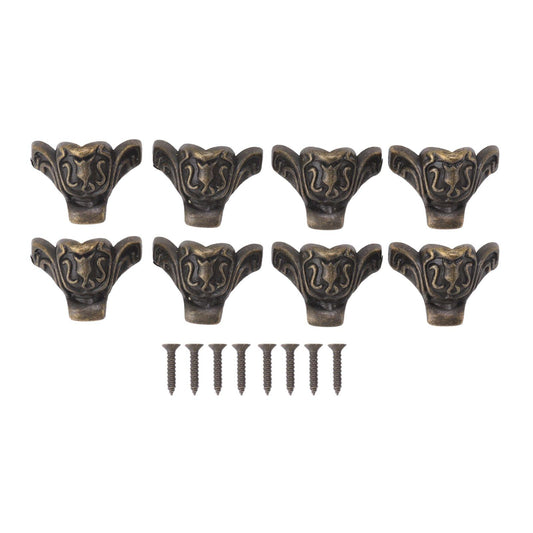 Bronze decorative corner feet set with screws, zinc alloy