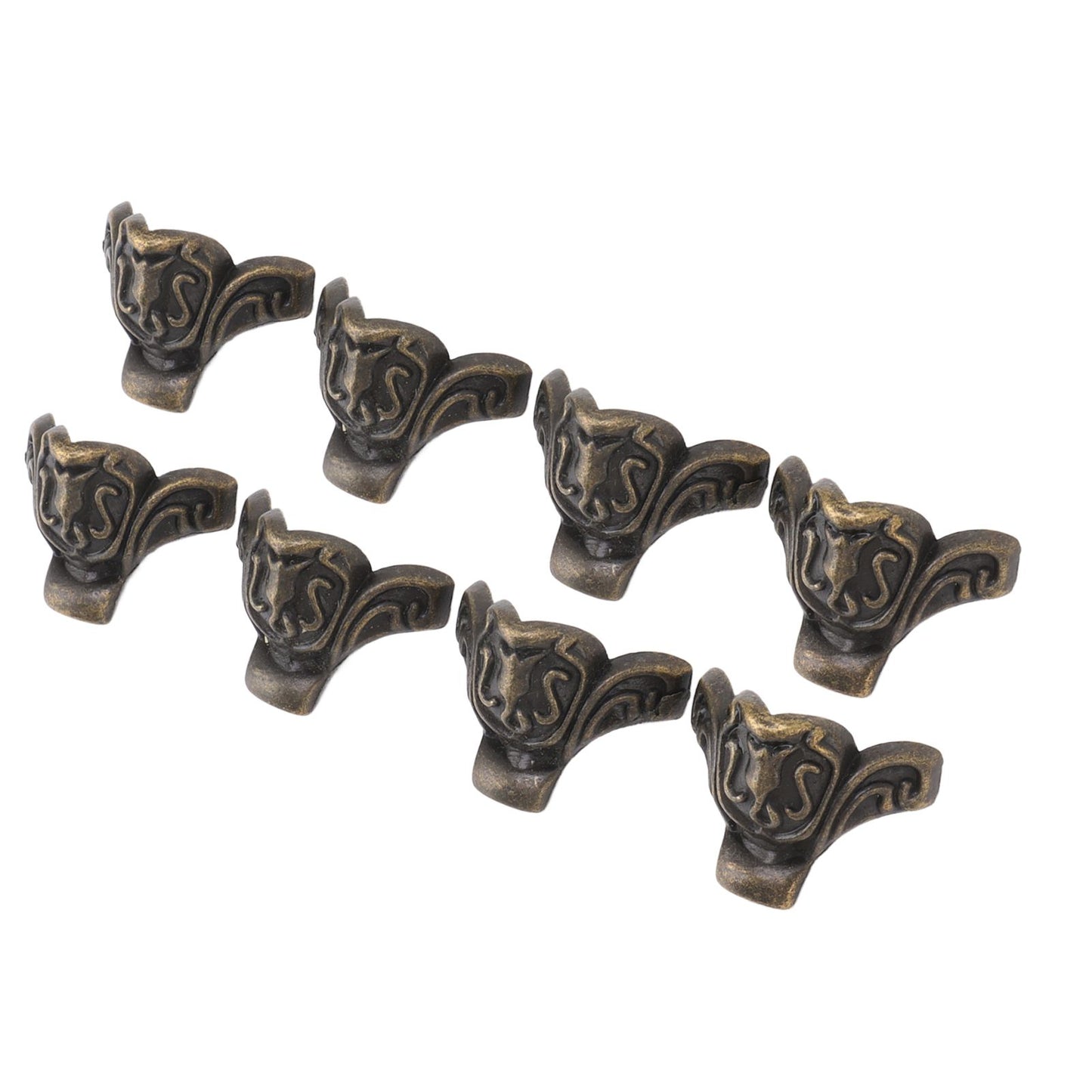 8pcs Jewelry Case Hardware Feet Bronze Zinc Alloy Decorative Legs Corner Protector Feet for Boxes Small Cabinets