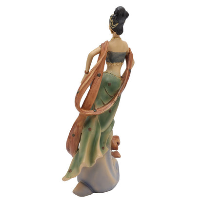Resin Ancient Beauty Statue Chinese Style Classical Beautiful Women Figurine for Home Office Hotel Waist Drum
