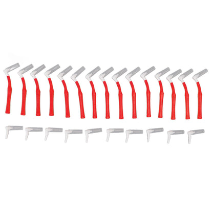 25Pcs L Shape Push Pull Interdental Brush Oral Care Teeth Whitening Dental Tooth Pick Tooth Orthodontic Cleaning Brush Red