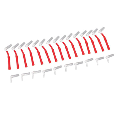 25Pcs L Shape Push Pull Interdental Brush Oral Care Teeth Whitening Dental Tooth Pick Tooth Orthodontic Cleaning Brush Red