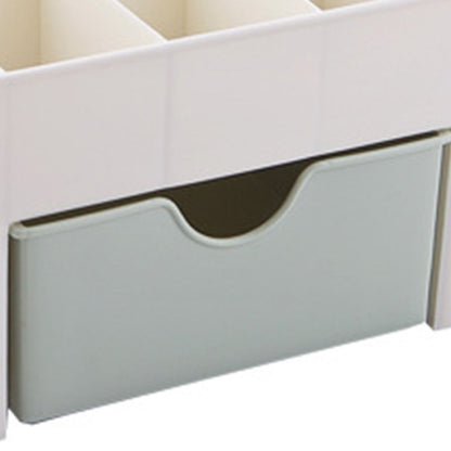 Cosmetics Makeup Organizer PP Multifunctional 6 Compartments Makeup Desk Organizer with Drawer Green