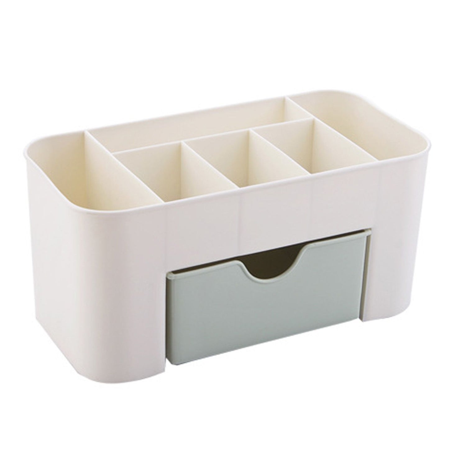 Cosmetics Makeup Organizer PP Multifunctional 6 Compartments Makeup Desk Organizer with Drawer Green