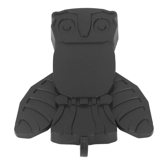 Front view owl key hanger with circular eyes detail, dark black finish