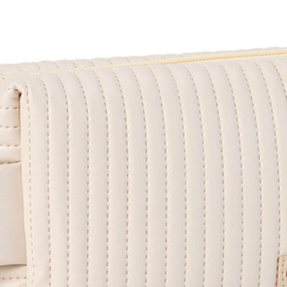 Makeup Cosmetic Bags with Handle Zipper Large Capacity Soft PU Leather Portable Travel Toiletry Bag Beige