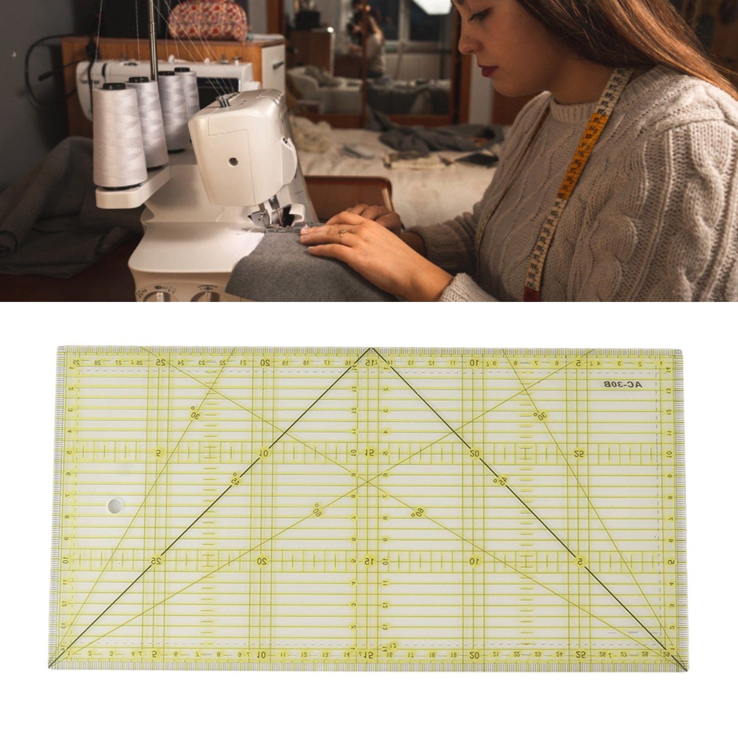 Acrylic Quilt Ruler DIY Precise Scale Transparent Quilting Ruler for Sewing Measuring Patchwork