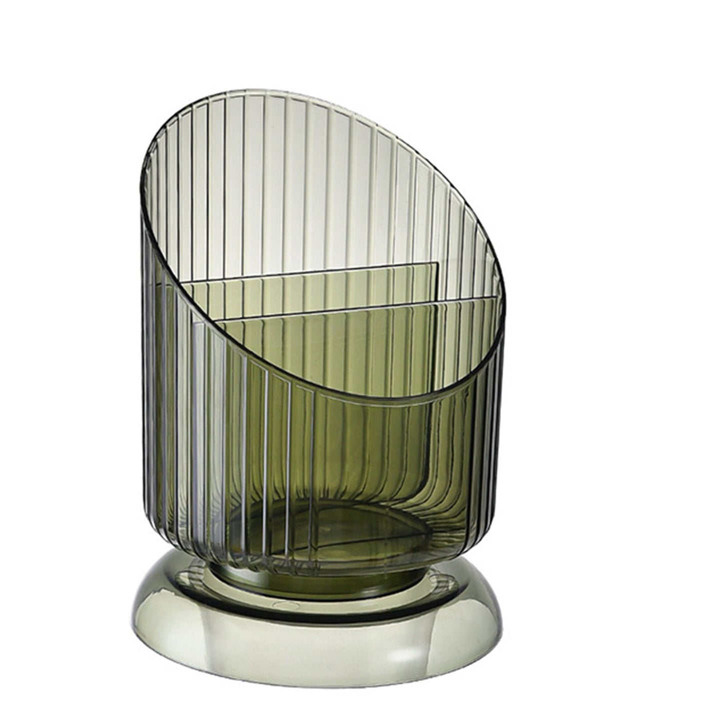 Makeup Brush Holder Organizer Plastic Transparent Round Makeup Brush Storage Holder Cup for Pen Pencil Green Free Size