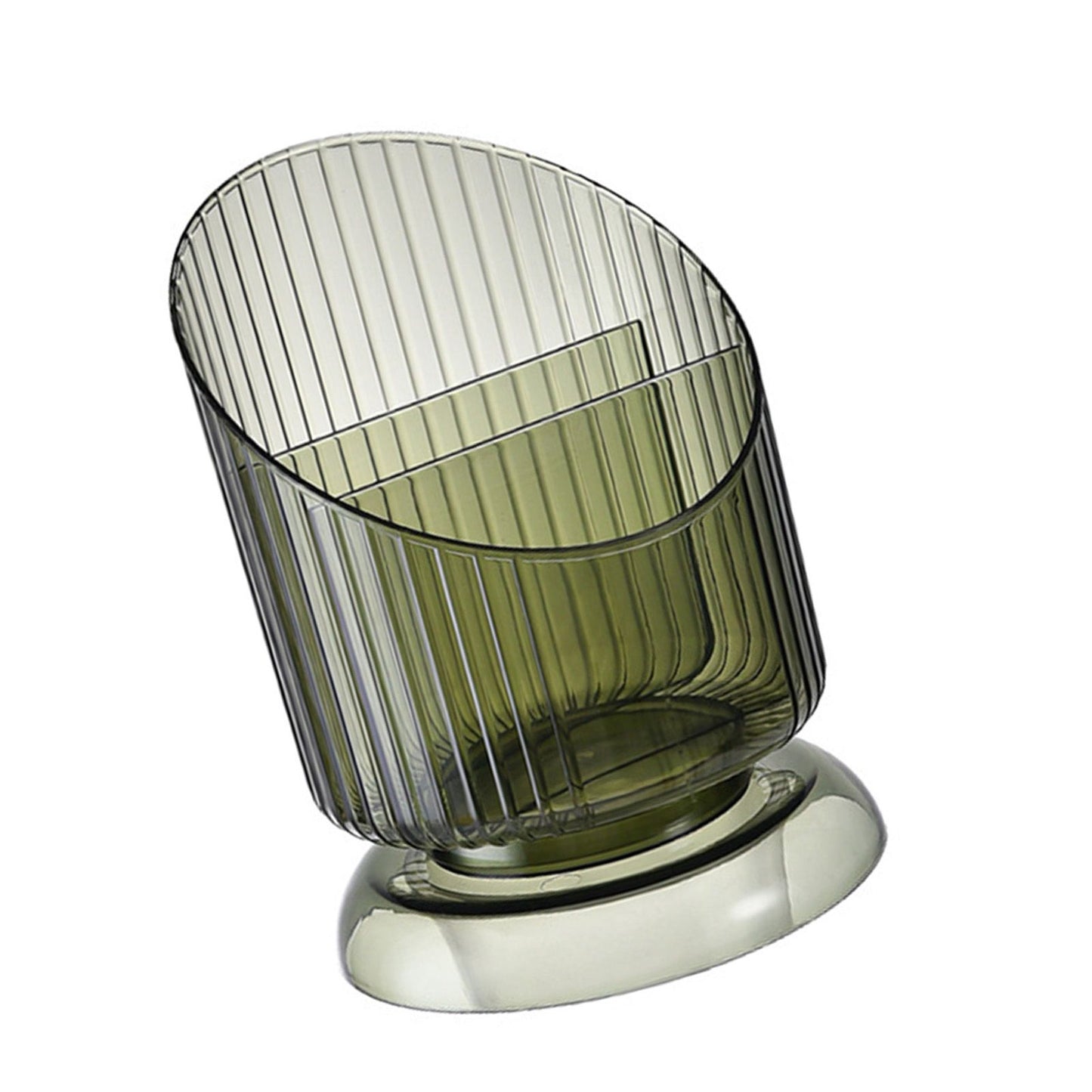 Makeup Brush Holder Organizer Plastic Transparent Round Makeup Brush Storage Holder Cup for Pen Pencil Green Free Size