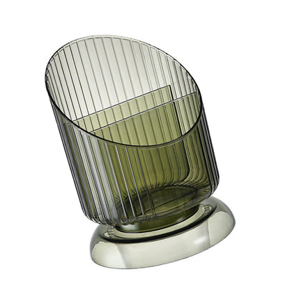 Makeup Brush Holder Organizer Plastic Transparent Round Makeup Brush Storage Holder Cup for Pen Pencil Green Free Size