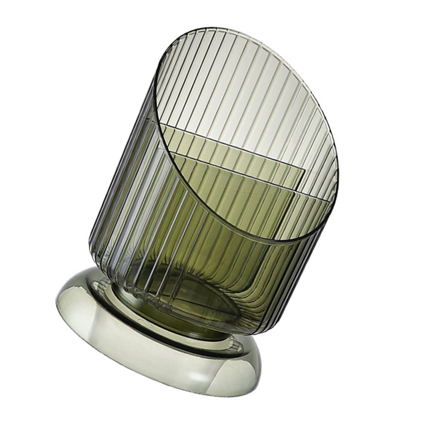 Makeup Brush Holder Organizer Plastic Transparent Round Makeup Brush Storage Holder Cup for Pen Pencil Green Free Size