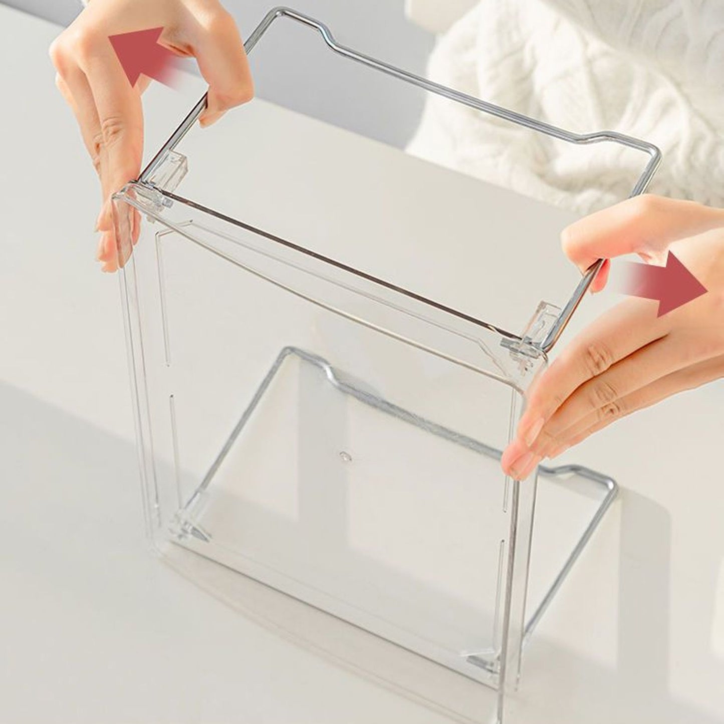 Stackable Clear Organizer Plastic Transparent Tabletop Storage Rack for Makeup Kitchen Tool Stationery One Tier Free Size