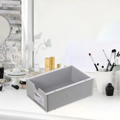 Desktop Storage Box Plastic Desk Makeup Organizer Stationery Supplies Storage Box with Drawer Grey