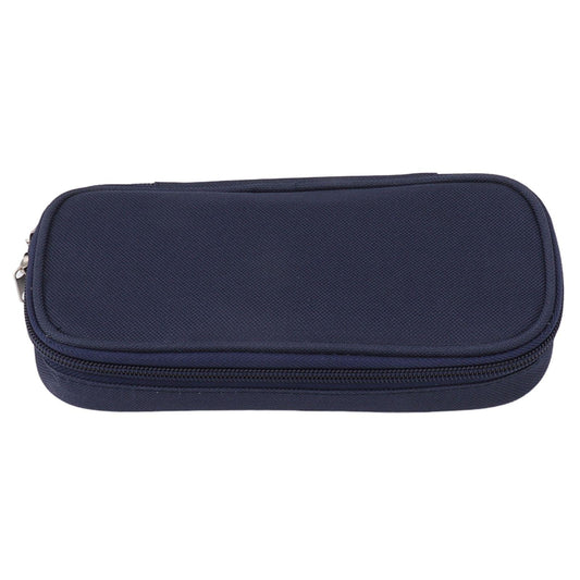 Navy insulated insulin carrying case with rounded top and zipper closure.