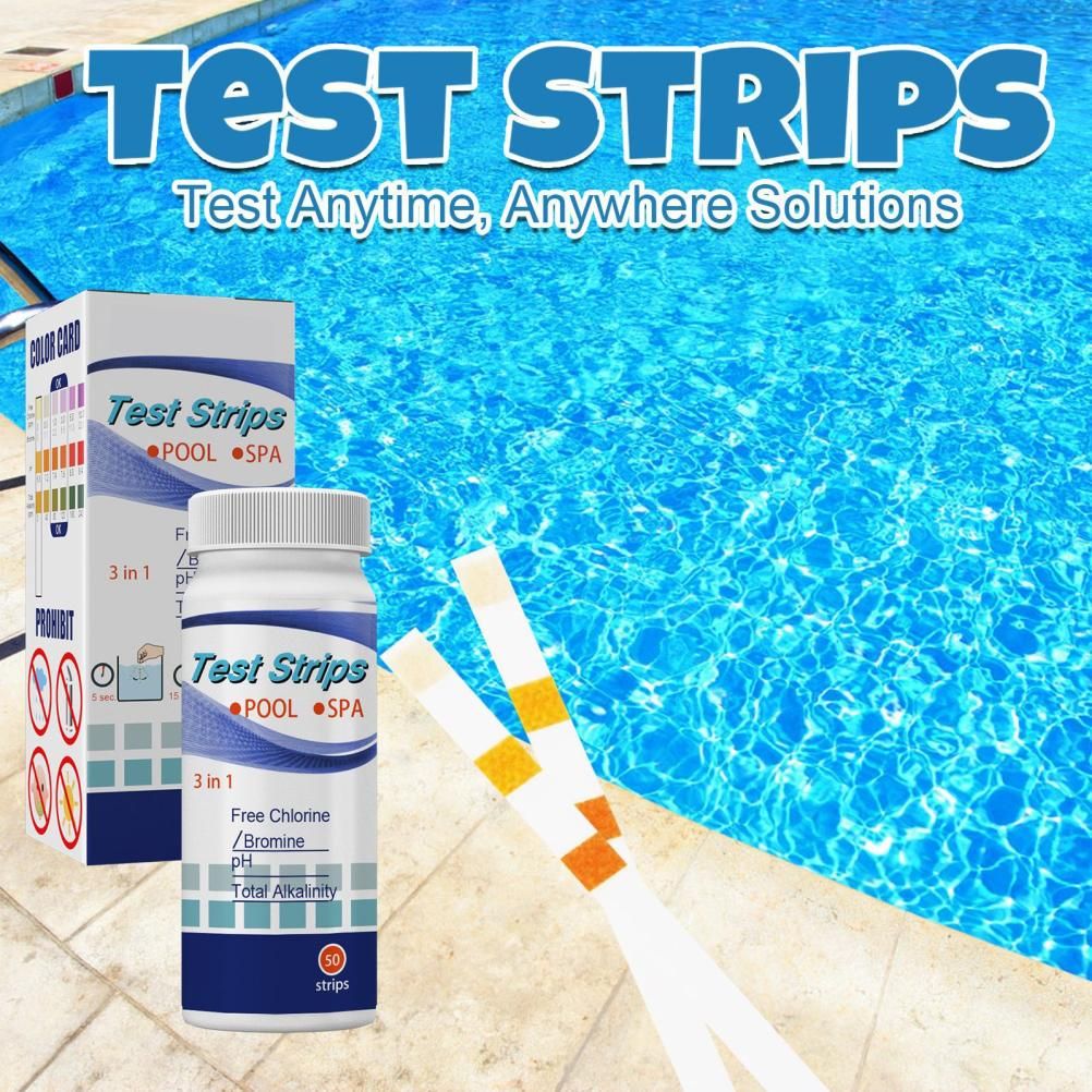 50Pcs 3 In 1 Test Strips Swimming Pool Water Quality Test Paper for Alkalinity Chlorine PH Free Chlorine