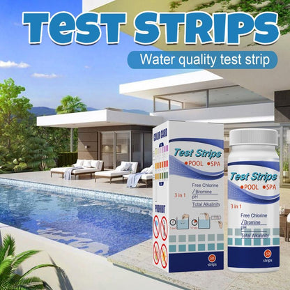 50Pcs 3 In 1 Test Strips Swimming Pool Water Quality Test Paper for Alkalinity Chlorine PH Free Chlorine