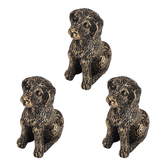 Three dog figurine flowerpot feet, dark bronze finish with textured detail